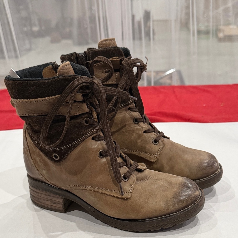 Tan Lace-Up Boots for Women